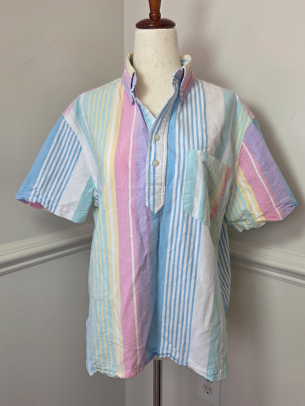 Chubbies The Nutter Mens Small Pastel Stripe Popover Shirt Made USA